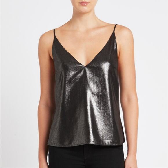 NEW L'Agence Gabriella Metallic V-Neck Camisole Tank Top (XS) - Picture 1 of 11